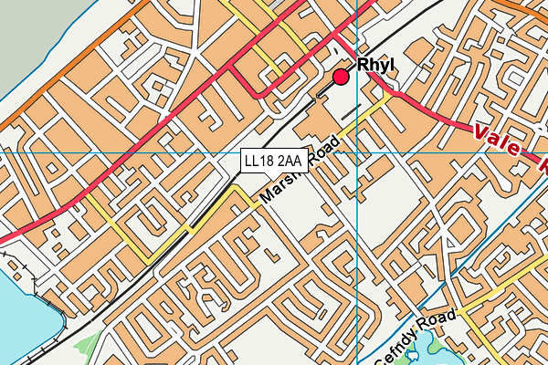 LL18 2AA map - OS VectorMap District (Ordnance Survey)