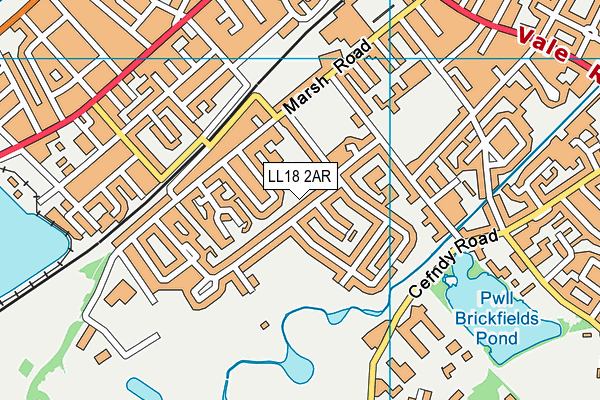LL18 2AR map - OS VectorMap District (Ordnance Survey)