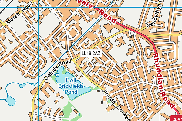 LL18 2AZ map - OS VectorMap District (Ordnance Survey)