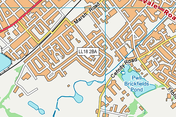 LL18 2BA map - OS VectorMap District (Ordnance Survey)