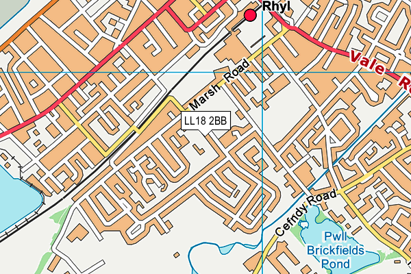 LL18 2BB map - OS VectorMap District (Ordnance Survey)