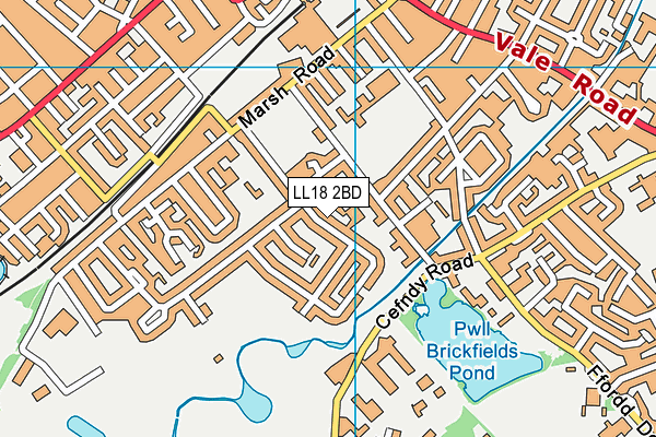 LL18 2BD map - OS VectorMap District (Ordnance Survey)