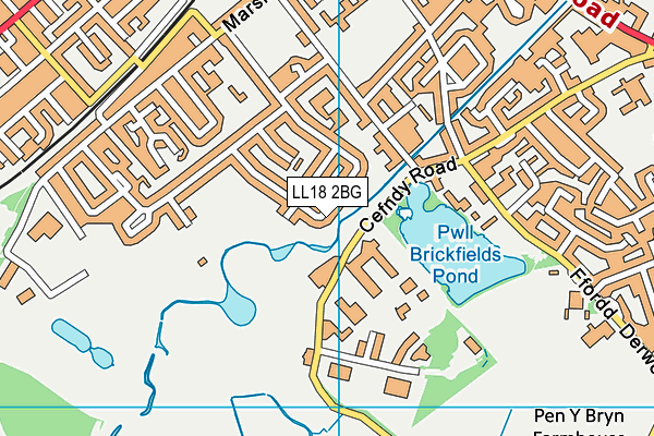 LL18 2BG map - OS VectorMap District (Ordnance Survey)