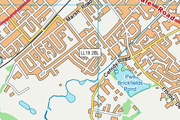LL18 2BL map - OS VectorMap District (Ordnance Survey)
