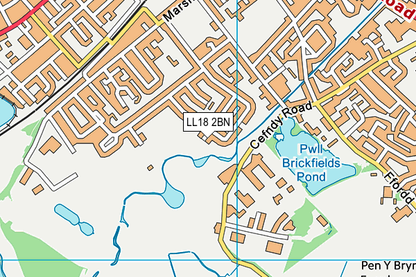 LL18 2BN map - OS VectorMap District (Ordnance Survey)