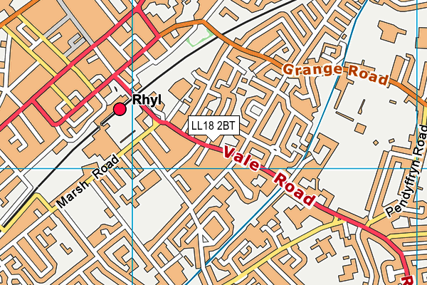 LL18 2BT map - OS VectorMap District (Ordnance Survey)