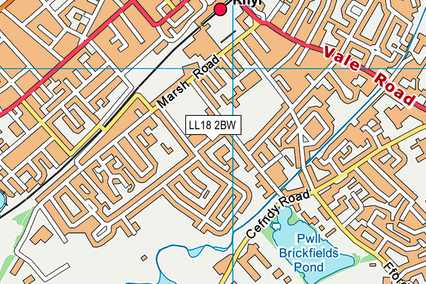 LL18 2BW map - OS VectorMap District (Ordnance Survey)