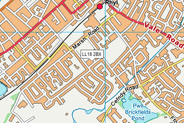 LL18 2BX map - OS VectorMap District (Ordnance Survey)