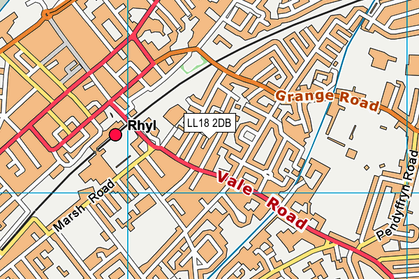 LL18 2DB map - OS VectorMap District (Ordnance Survey)