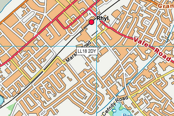 LL18 2DY map - OS VectorMap District (Ordnance Survey)