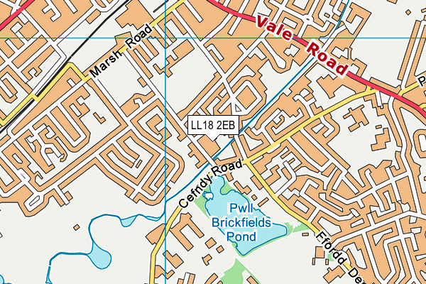 LL18 2EB map - OS VectorMap District (Ordnance Survey)