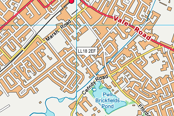 LL18 2EF map - OS VectorMap District (Ordnance Survey)