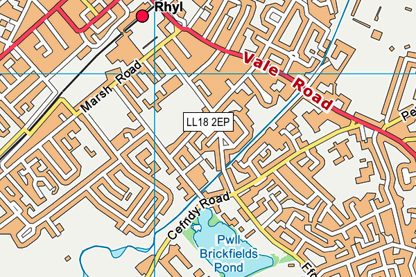 LL18 2EP map - OS VectorMap District (Ordnance Survey)