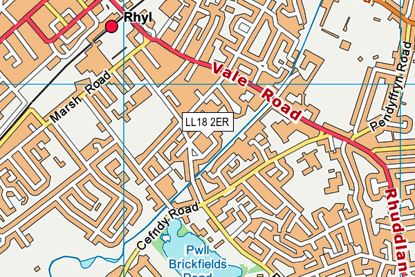 LL18 2ER map - OS VectorMap District (Ordnance Survey)