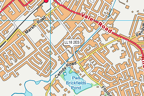 LL18 2ES map - OS VectorMap District (Ordnance Survey)