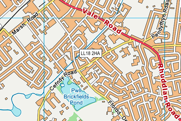 LL18 2HA map - OS VectorMap District (Ordnance Survey)