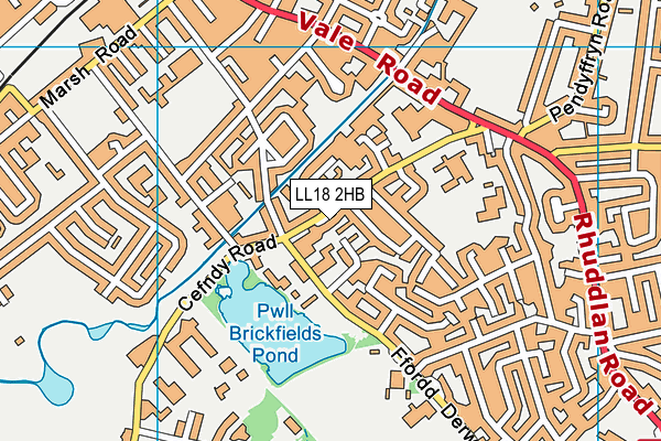 LL18 2HB map - OS VectorMap District (Ordnance Survey)