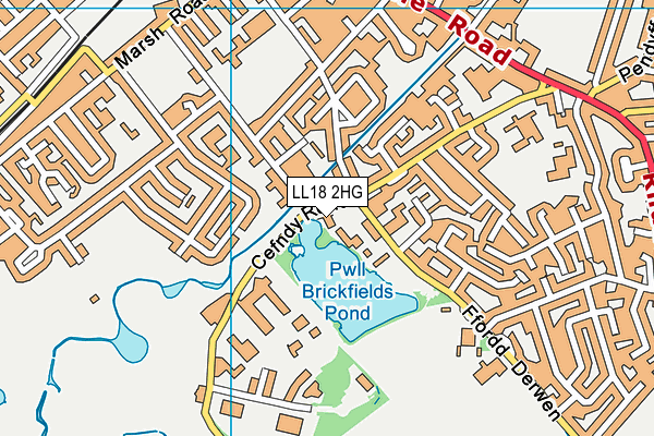 LL18 2HG map - OS VectorMap District (Ordnance Survey)