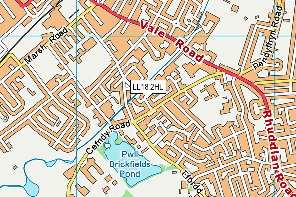 LL18 2HL map - OS VectorMap District (Ordnance Survey)