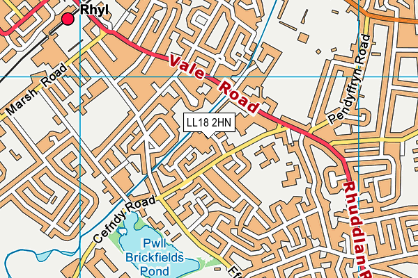 LL18 2HN map - OS VectorMap District (Ordnance Survey)