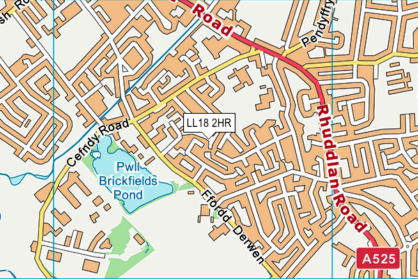 LL18 2HR map - OS VectorMap District (Ordnance Survey)