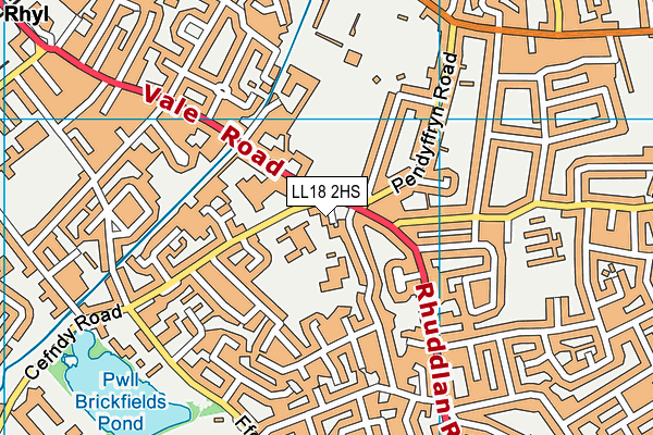 LL18 2HS map - OS VectorMap District (Ordnance Survey)
