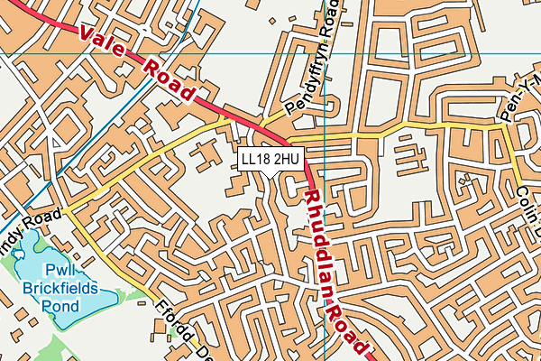 LL18 2HU map - OS VectorMap District (Ordnance Survey)