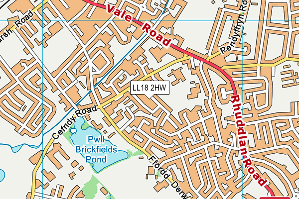 LL18 2HW map - OS VectorMap District (Ordnance Survey)