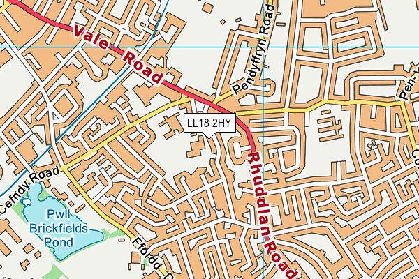 LL18 2HY map - OS VectorMap District (Ordnance Survey)