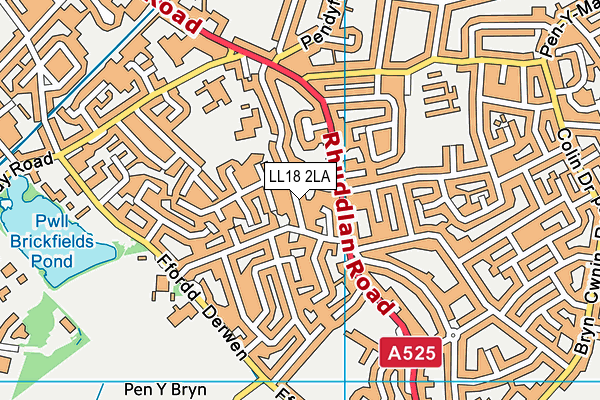 LL18 2LA map - OS VectorMap District (Ordnance Survey)