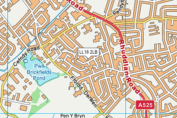 LL18 2LB map - OS VectorMap District (Ordnance Survey)