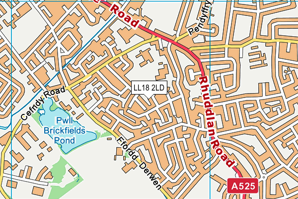 LL18 2LD map - OS VectorMap District (Ordnance Survey)