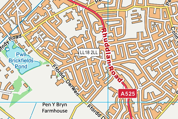 LL18 2LL map - OS VectorMap District (Ordnance Survey)