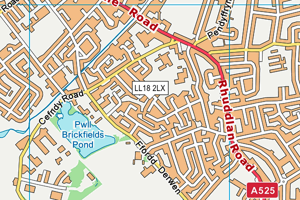 LL18 2LX map - OS VectorMap District (Ordnance Survey)