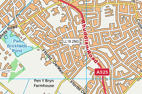 LL18 2NG map - OS VectorMap District (Ordnance Survey)