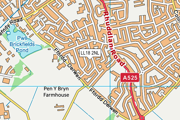 LL18 2NL map - OS VectorMap District (Ordnance Survey)