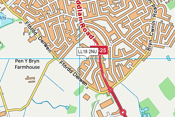 LL18 2NU map - OS VectorMap District (Ordnance Survey)