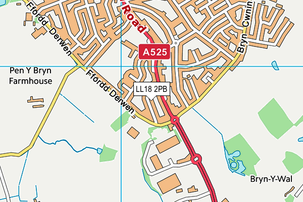 LL18 2PB map - OS VectorMap District (Ordnance Survey)