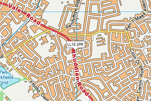 LL18 2PR map - OS VectorMap District (Ordnance Survey)