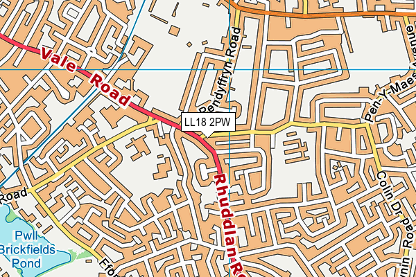 LL18 2PW map - OS VectorMap District (Ordnance Survey)