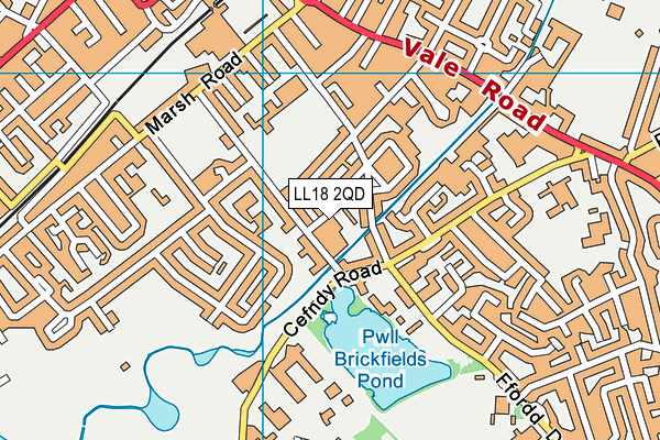 LL18 2QD map - OS VectorMap District (Ordnance Survey)