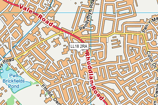 LL18 2RA map - OS VectorMap District (Ordnance Survey)