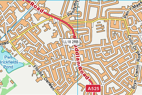 LL18 2RB map - OS VectorMap District (Ordnance Survey)