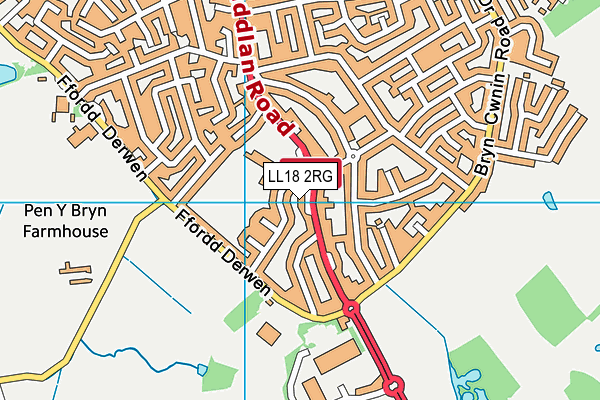 LL18 2RG map - OS VectorMap District (Ordnance Survey)
