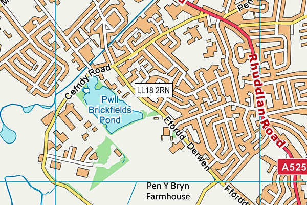 LL18 2RN map - OS VectorMap District (Ordnance Survey)