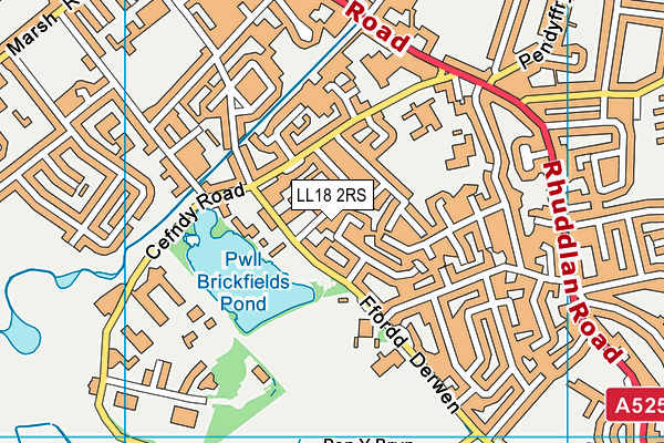 LL18 2RS map - OS VectorMap District (Ordnance Survey)