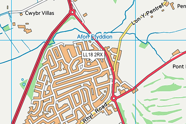 LL18 2RX map - OS VectorMap District (Ordnance Survey)