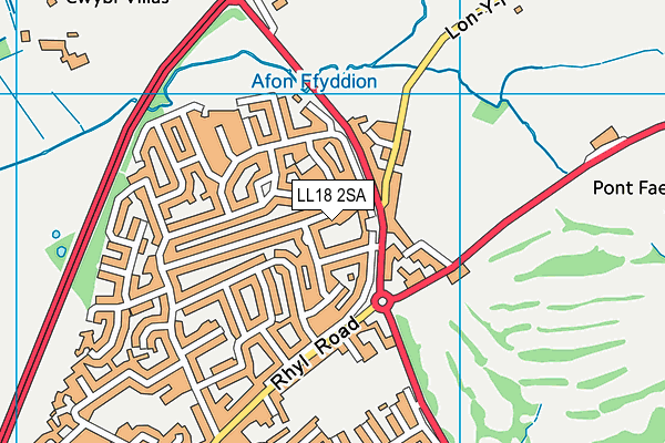 LL18 2SA map - OS VectorMap District (Ordnance Survey)