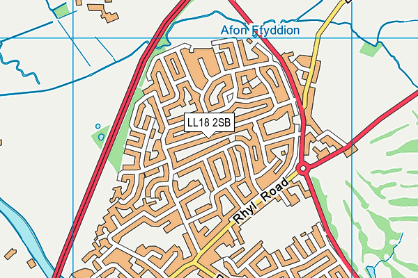 LL18 2SB map - OS VectorMap District (Ordnance Survey)