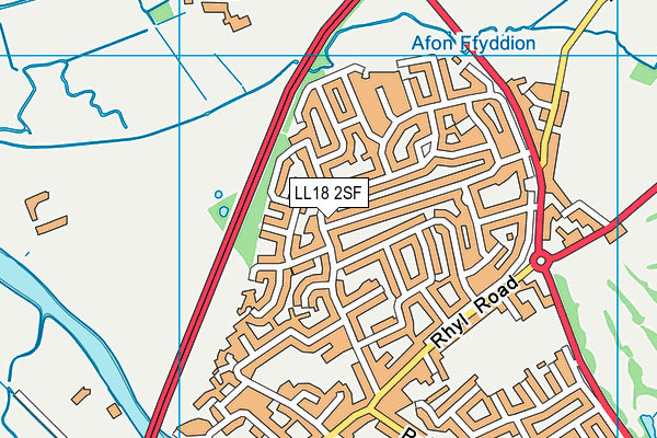 LL18 2SF map - OS VectorMap District (Ordnance Survey)